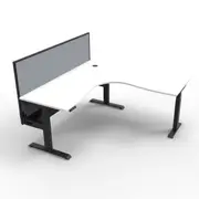 Corner Workstation With Screen And Cable Tray Natural White And Black