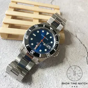 TIVOLINA 時尚潛水造型藍寶石水晶玻璃腕錶 - 藍面銀 MAW3715-B [ 秀時堂 ]