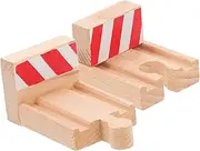 2pcs Wooden Train Stop Track Creative Plaything for DIY Railway Scenes Imaginative Wooden Train Track Accessory Young Conductors