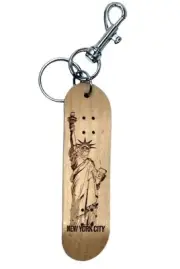 New Good Wood Statue of Liberty New York 4 Inch Mini Wooden Skateboard Keychain