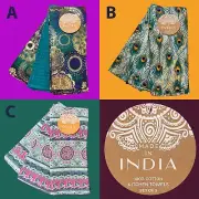 3PK INDIA Kitchen Towels Gold Foil Medallion Teal Peacock Feathers Boho Mandala