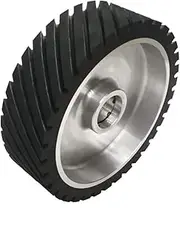 DRBASJHFO 250 * 75mm Grooved Rubber Contact Wheel Dynamically Balanced Belt Sander Polisher Wheel Sanding Belt Set(ID 25mm)