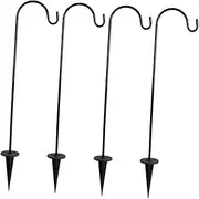 HIAKDOFT 4pcs Stylish Ground Shepherds Hooks for Garden Lantern Stand for Hanging Flower Pots and Outdoor Decor Rustic Courtyard Plant Hangers