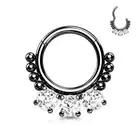 Piercing Ring Segment Black Steel Zircon and Pearls ( Ear, Daith , Septum)