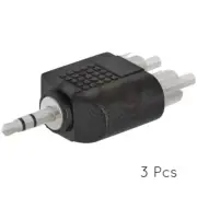 3PCS 3.5mm Stereo Male Plug to 2 RCA Male Plug Adapter Speaker Cable Y Splitter