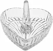 Gaolinci Crystal Glass Heart-Shaped Storage Box Embossed Jewelry Tray Ring Holder