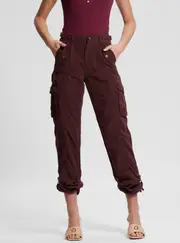 GUESS Women's Eco Maroon Nessi Cargo Pants Size: 24