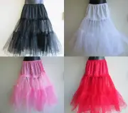 50'S ADULT WOMENS 27" LONG CRINOLINE UNDER SKIRT PETTICOAT BLACK WHITE PINK RED