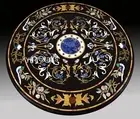 Marquetry Art Restaurant Table for Hotel Decor Round Marble Dining Table Top