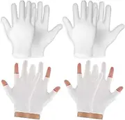 WY LIGHTING LEVEL Moisturizing Gloves, 4 Pairs White Cotton Gloves Overnight for Dry Hands Eczema Heal Sleep & Spa Treatment for Men and Women Repair Rough Cracked Dry Chapped Hands Skin