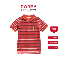 在飛比找蝦皮購物優惠-Poney Yarn Dye 紅色條紋短袖男童 Polo 衫