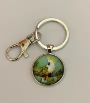 Keychain Keyring Galah Bird Australia Keychain bag tag luggage cockie green