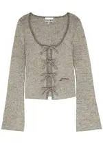 Ganni Glittered Ribbed-knit top - Silver - S (UK8-10 / S) S (UK8-10 / S)