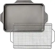 All-Clad Pro-Release Nonstick Bakeware Set 2 Piece Oven Safe 450F Half Sheet, Cookie Sheet, Muffin Pan, Cooling & Baking Rack, Round Cake Pan, Loaf Pan, Baking Pan Grey