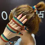 韓國東大門打結彩虹發繩網紅簡約紮頭發高彈力耐用豹紋發圈少女