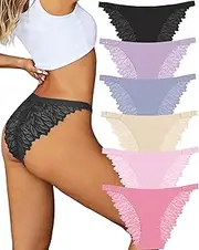 [ALL OF ME] Pack of 6 Seamless Briefs Women's Seamless Underwear Lace Hipster Sexy Brazilian Briefs Women Underwear Comfortable Panties Adjustable S-XL
