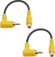 Duttek Short RCA Extension Cable 6in/15cm, 90 Degree RCA Subwoofer Cable, RCA Male to Female Audio Cable Supports Shielded Digital Analogue, for HDTV, DVD, Amplifiers 2 Pack