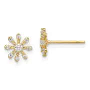 Madi K Kid's Earrings 14k Yellow Gold Cubic Zirconia Flower, 0.39 gram
