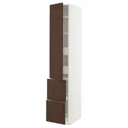 METOD / MAXIMERA hi cab w shlvs/4 drawers/dr/2 frnts, white/Sinarp brown, 40x60x220 cm