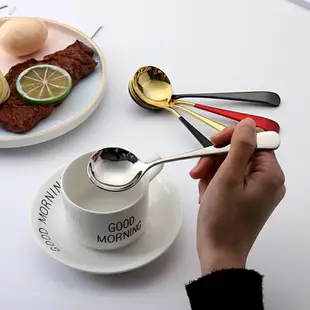 勺子家用創意個性長柄韓式304不銹鋼勺子網紅勺子北歐風兒童勺子