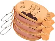 FUNNETOYU 3pcs Cartoon Plush Sea Bream Coin Pouches for Women Change Bags with Zipper Cute Key Cash Holders Portable Accessory for Handbags Present