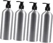 Generic 4pcs Dispensing Aluminum Bottles Travel Pump Bottle Lotion Container Shampoo and Conditioner Pump Bottles Hand Washing Empty Bottle Aluminum Pump Dispenser Empty Sub with Pump