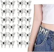 12Pcs Butterfly Jean Button Pins,Cute Butterfly Jean Buttons Pant Waist Tightener for Loose Jeans,Butterfly Shape Pant Waist Tightener Jean Button Pins,Pants Button Tightener Pants Tightener for Waist (silver)