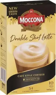 Moccona Double Shot Latte - 50 Individuals Sachets (5 x 10 Pack)