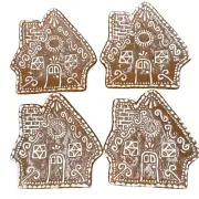 NIB Set of 4 Pottery Barn Gingerbread Village House Appetizer Plates Christmas