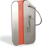 Dynotag® Web Enabled Brushed Stainless Steel Smart Luggage ID Tag+ Steel Loop w. DynoIQ™ & Lifetime Recovery Service