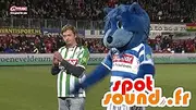 SpotSound Amazon mascot of blue bear in sportswear