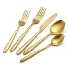 DEACORY Silverware Set Flatware Set Matte Gold Stain Polished Cutlery Set Bru...