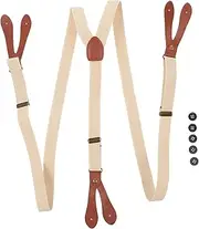 [FOYTOKI] Retro Back Button Strap Suspenders for Men Elastic Braces for Formal Events and Everyday Wear for Trousers and Shorts