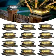 Solar Post Cap Lights 12 Pack, Fence Post Solar Lights, Warm White/Cool White Li