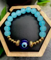 Handmade Beaded Stackable 7" Plus Stretch Bracelet New Evil Eye A4914