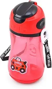 Trunki Toddler Drinks Bottle with Straw Kids Carry Strap, Harley Ladybird, Red