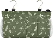 Amooorous Bedside Caddy Organizer Storage Bag With Pockets Hanging Organizer for Bunk and Hospital Beds,Dorm Rooms Bed Rails Christmas Snowflakes