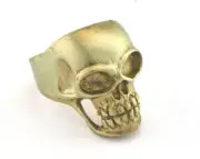 Skull Ring Adjustable Ring Raw Brass (19mm 9US inner size) 3265