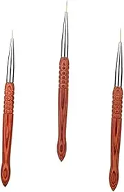 SHERCHPRY 3 Pcs Nail Art Liner Brush Rosewood Handle Nail Art Design Pen for Fine Line Painting Floral Patterns Durable Hair Tips for Professional Home Manicure Use