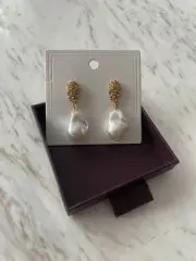 Imitation Baroque Drop Pearl Earrings Light Party Jewellery Gift, UK stock