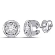 14k White Gold Round Diamond Solitaire Stud Earrings 1/10 Cttw
