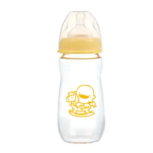 黃色小鴨 消毒鍋玻璃寬口奶瓶組(灰機+厚質玻璃2大2小)【官方旗艦店】