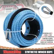 AU Winch Rope 10mm x 30m Synthetic Dyneema SK75 Tow Recovery Cable 4WD Kit