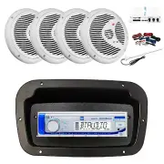 Dual Marine Radio,Spa Bezel,Adapter,Antenna,Amp w/Kit, 4x 8'' 180W White Speaker