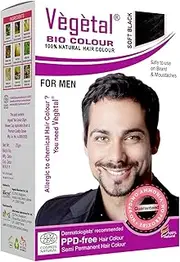 Vegetal Bio Colour - Experience Natural Black Beard Hair Color for Men Ammonia-Free, PPD-Free, 100% Organic, and Herbal Safe and Effective Beard Dye Complete Kit Included 25g Each