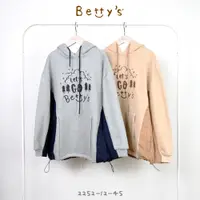 在飛比找蝦皮商城優惠-betty’s貝蒂思(25)短絨毛皮菱格紋拼接連帽T-shi