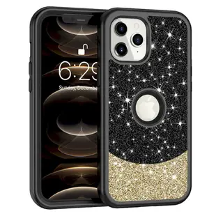IPhone 12 Pro Max 12 mini 雙層保護殼造型亮片跳色流沙亮粉手機殼防撞背蓋