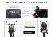 BLACK"PREMIUM LEATHER ROUND BAG FIT FOR ROYAL ENFIELD NEW CLASSIC 350 REBORN"
