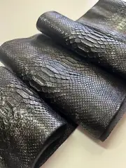 Real python leather long and wide of color silver black, thick 1,0mm (2,5 oz)