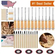 24-Piece Wood Carving Chisel Set - Premium Carbon Steel Tools for Artisans